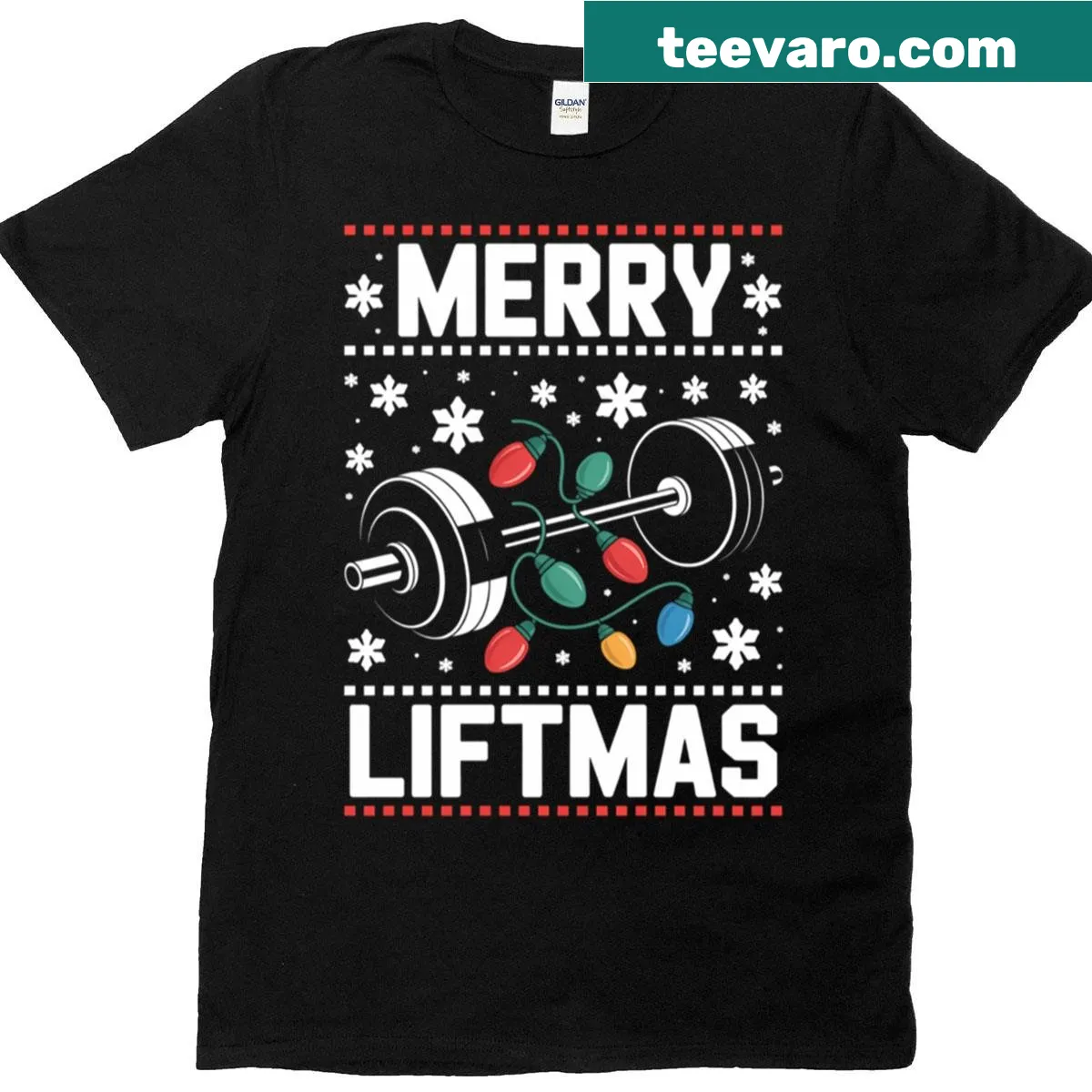 Christmas-themed fitness shirt with a motivational design — on a men's t-shirt