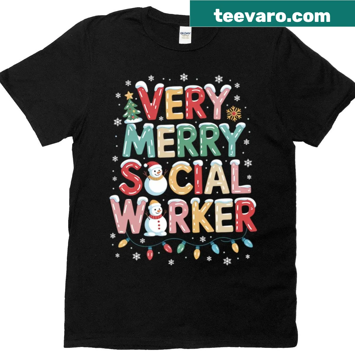 Wholesome Christmas T-shirt for social workers with festive design — on a men's t-shirt