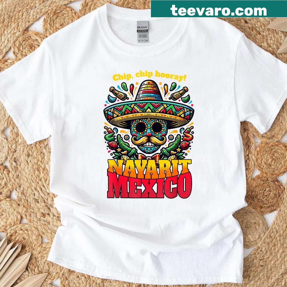 Typography t-shirt representing Nayarit, Mexico. — on a men's t-shirt