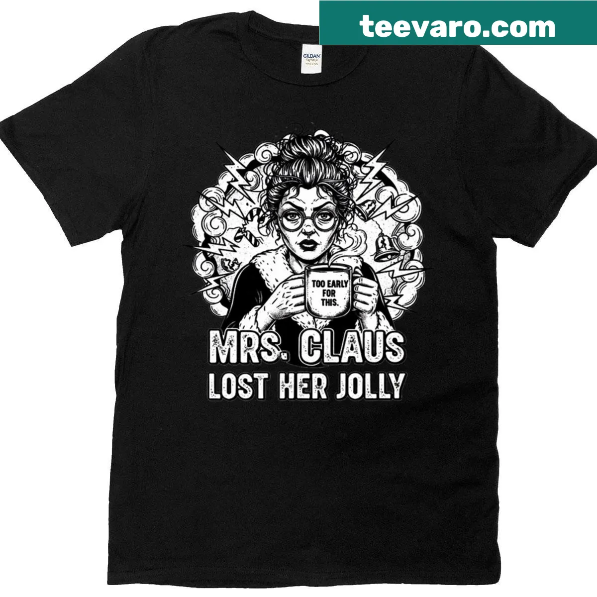 Funny Mrs. Claus design T-shirt with humorous holiday theme — on a men's t-shirt