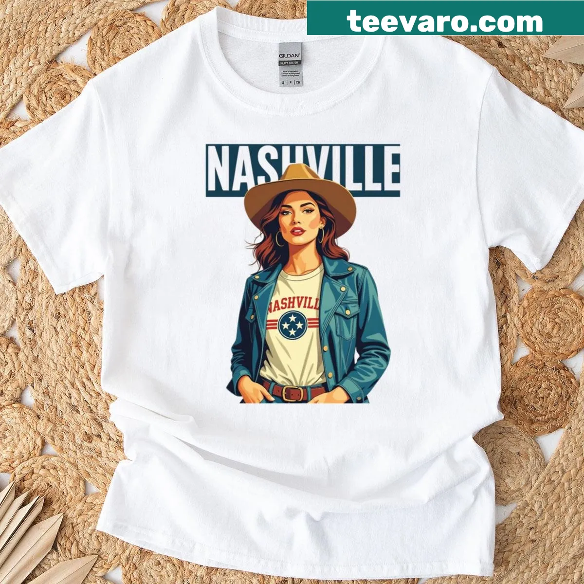 Illustration of Nashville scenic landmarks on T-shirt — on a men's t-shirt