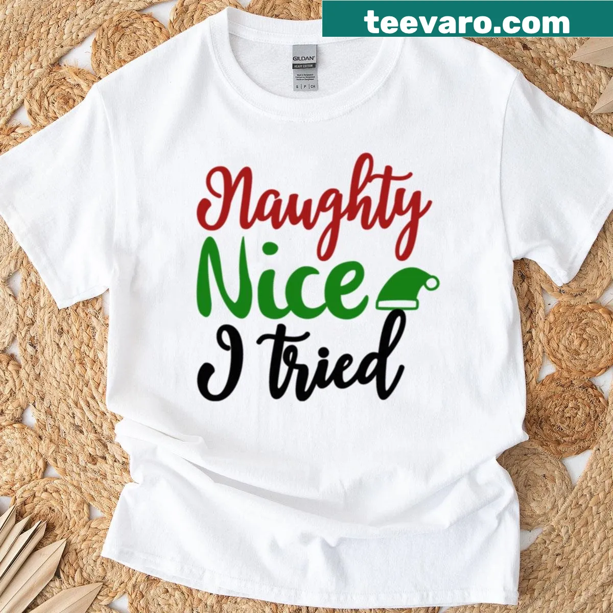 Christmas T-shirt with playful typography — on a men's t-shirt