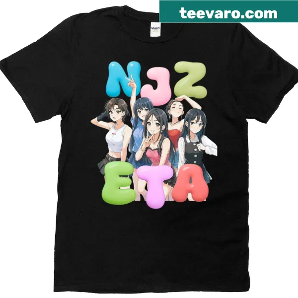K-pop themed T-shirt featuring Newjeans logo and fun graphics