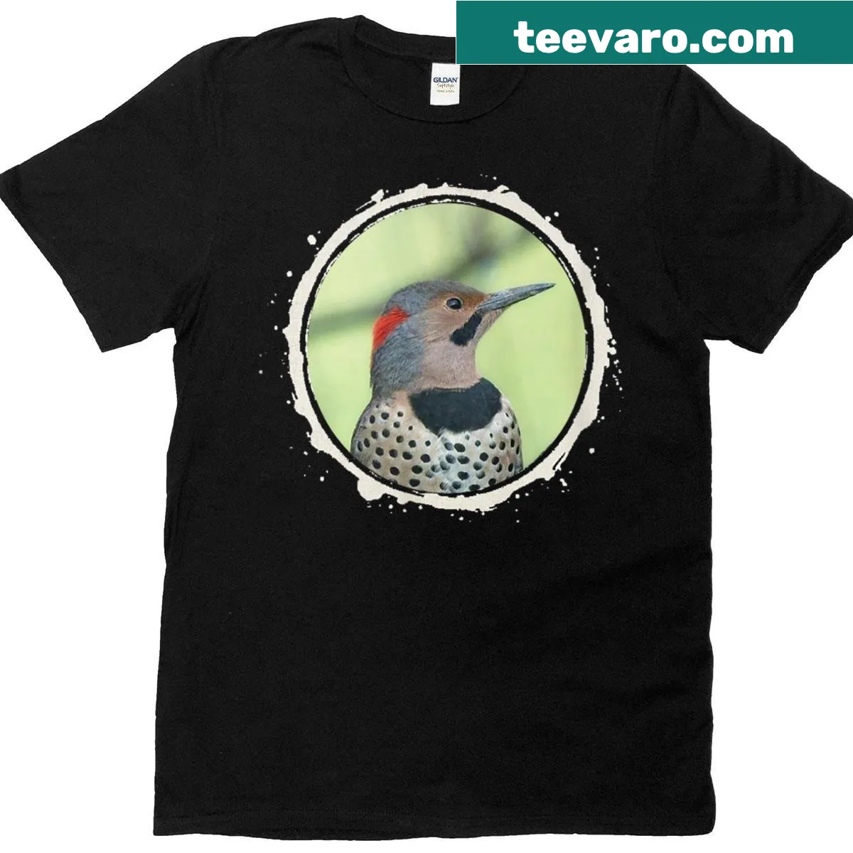 Illustration of a Northern Flicker woodpecker on a t-shirt — on a men's t-shirt