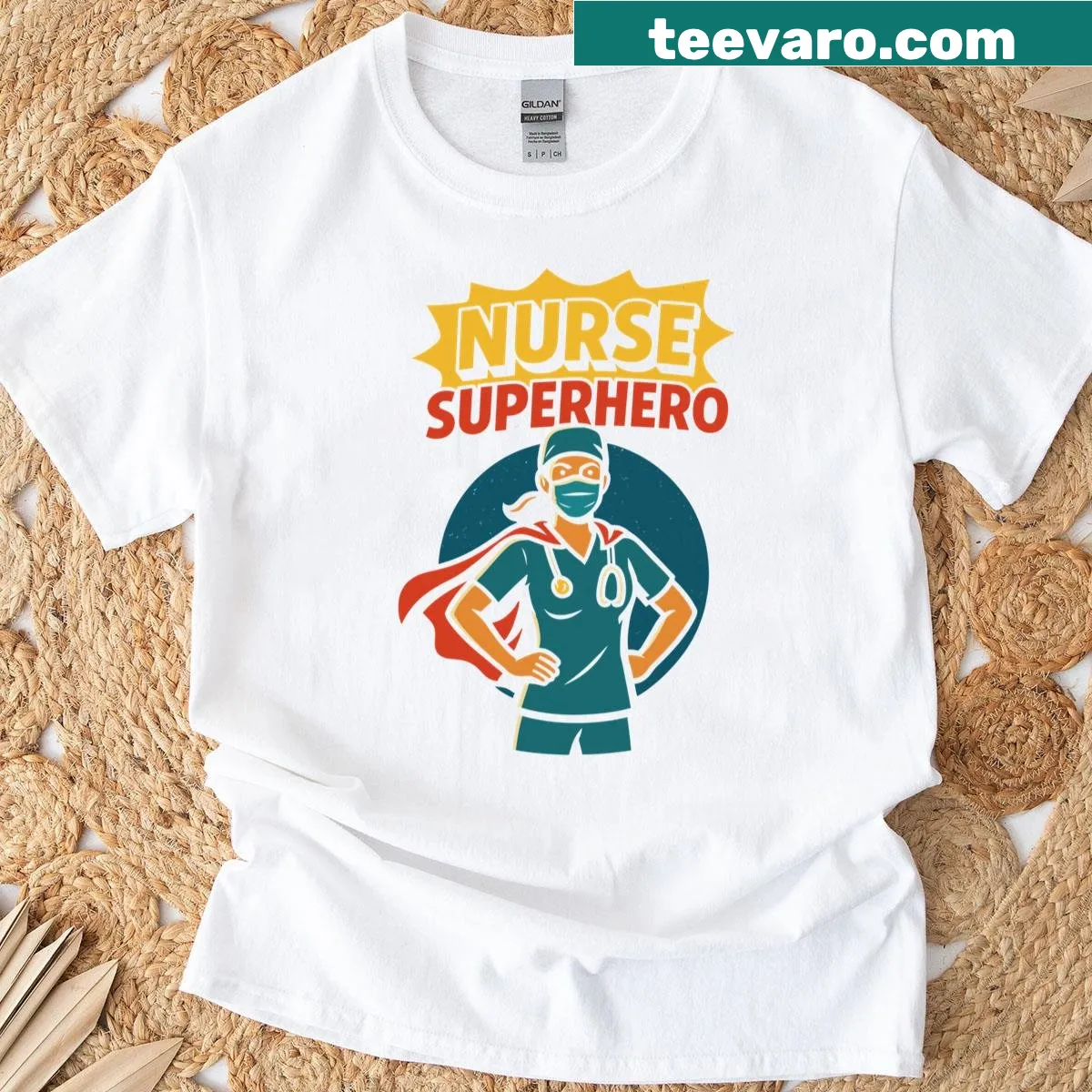 Superhero-themed Nurse Appreciation T-shirt — on a men's t-shirt