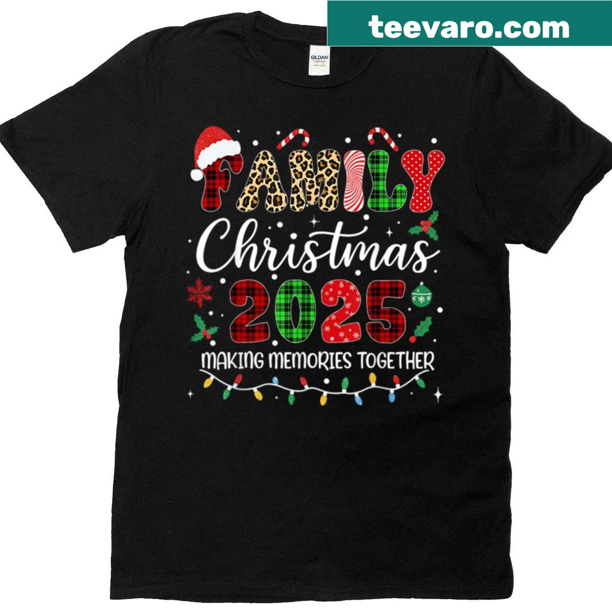Family matching Santa graphic T-shirt for Christmas — on a men's t-shirt