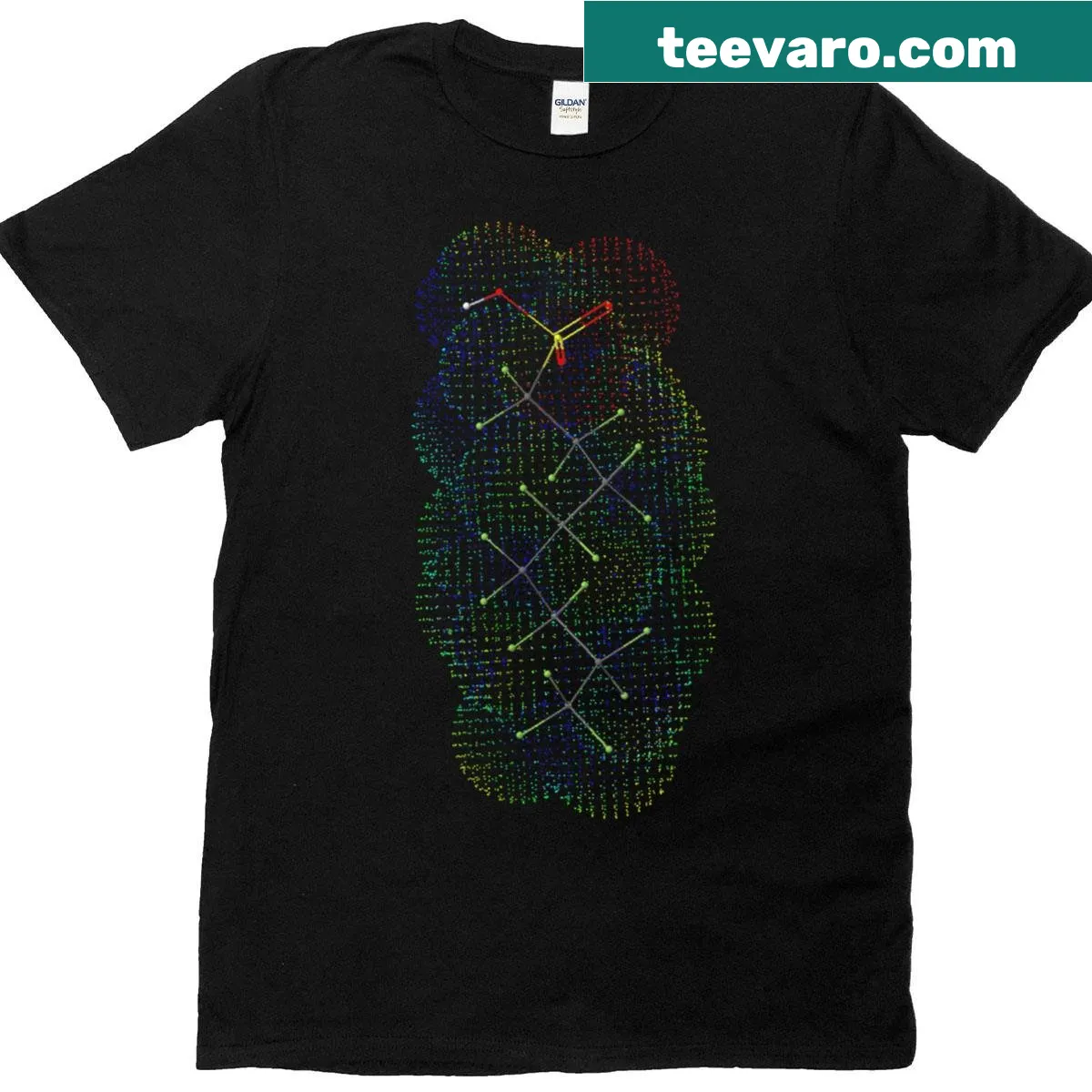 Minimalist design of PFOS chemical structure on a T-shirt — on a men's t-shirt