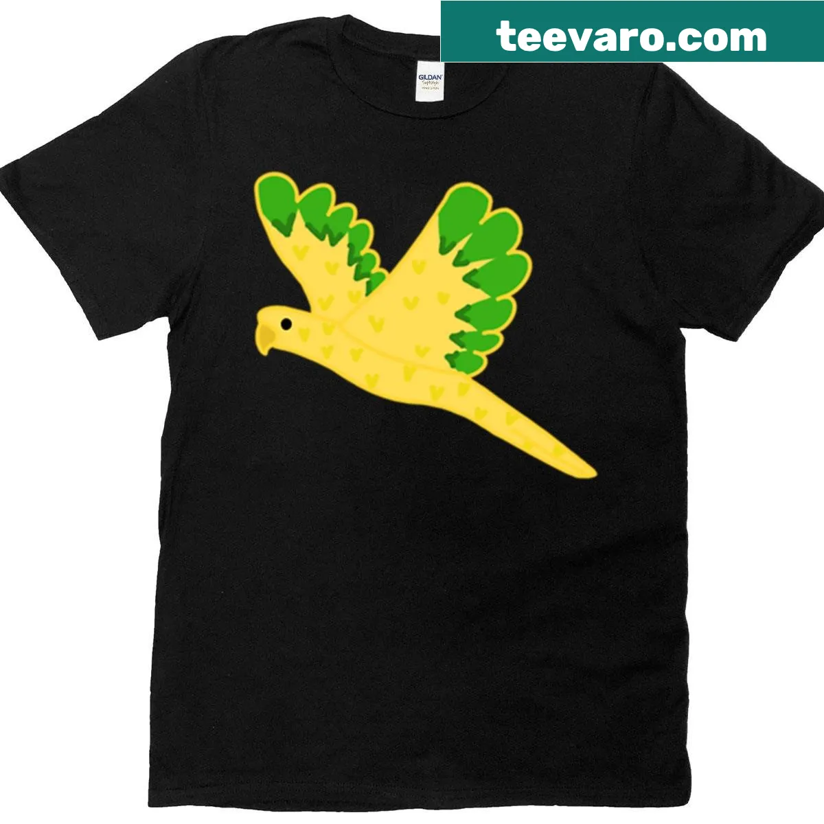 Playful illustration of a macaw designed like a pineapple — on a men's t-shirt