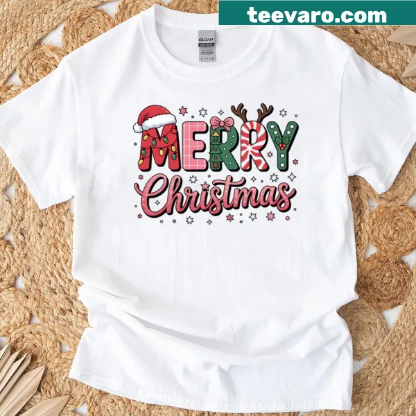 Oversized Merry Christmas typography T-shirt for holiday cheer