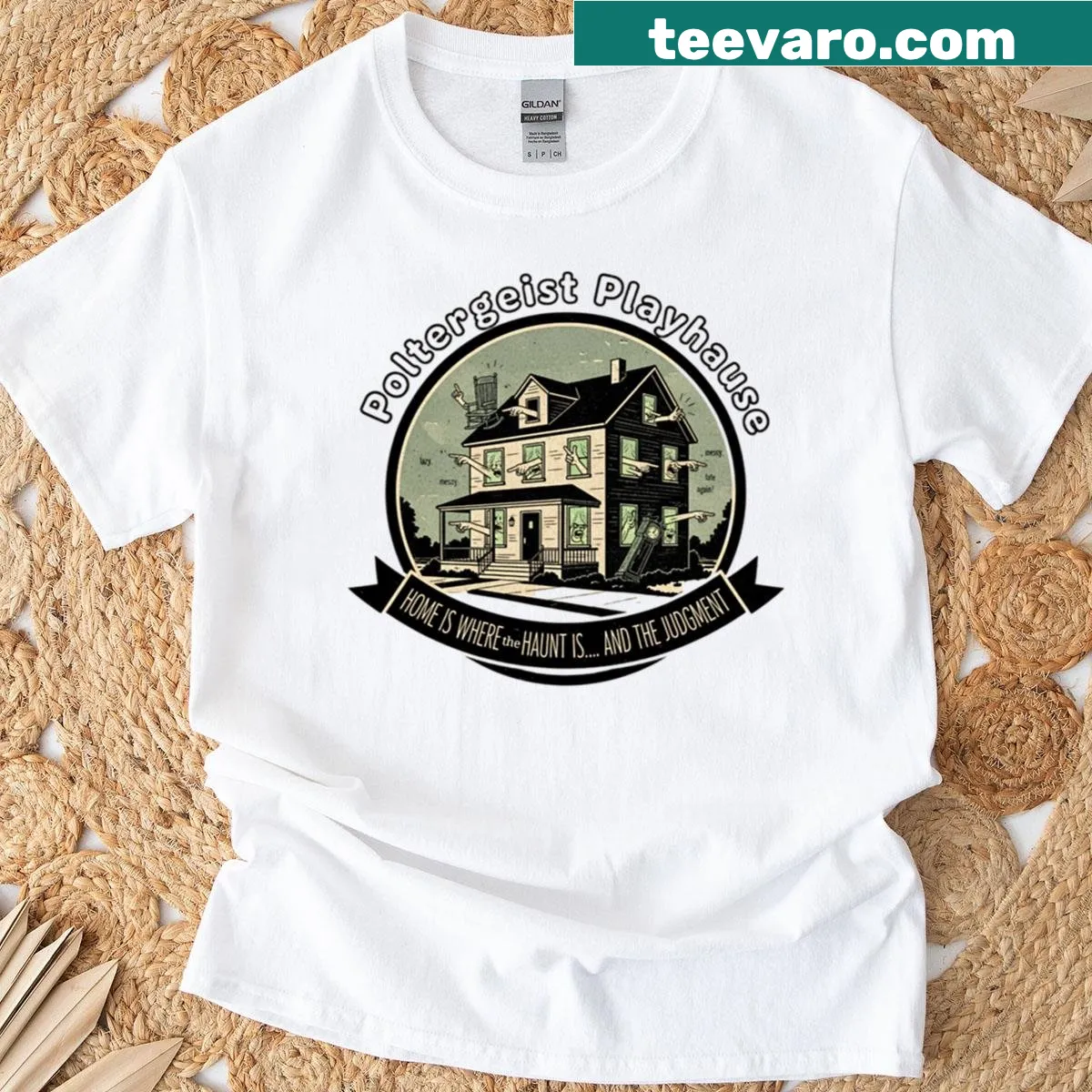 Spooky T-shirt featuring poltergeist design — on a men's t-shirt