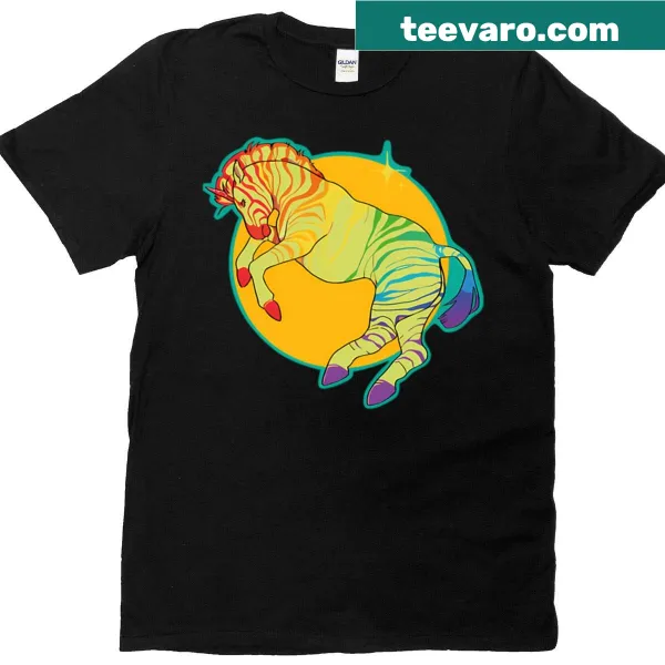 Equine T-shirt featuring playful striped horse design