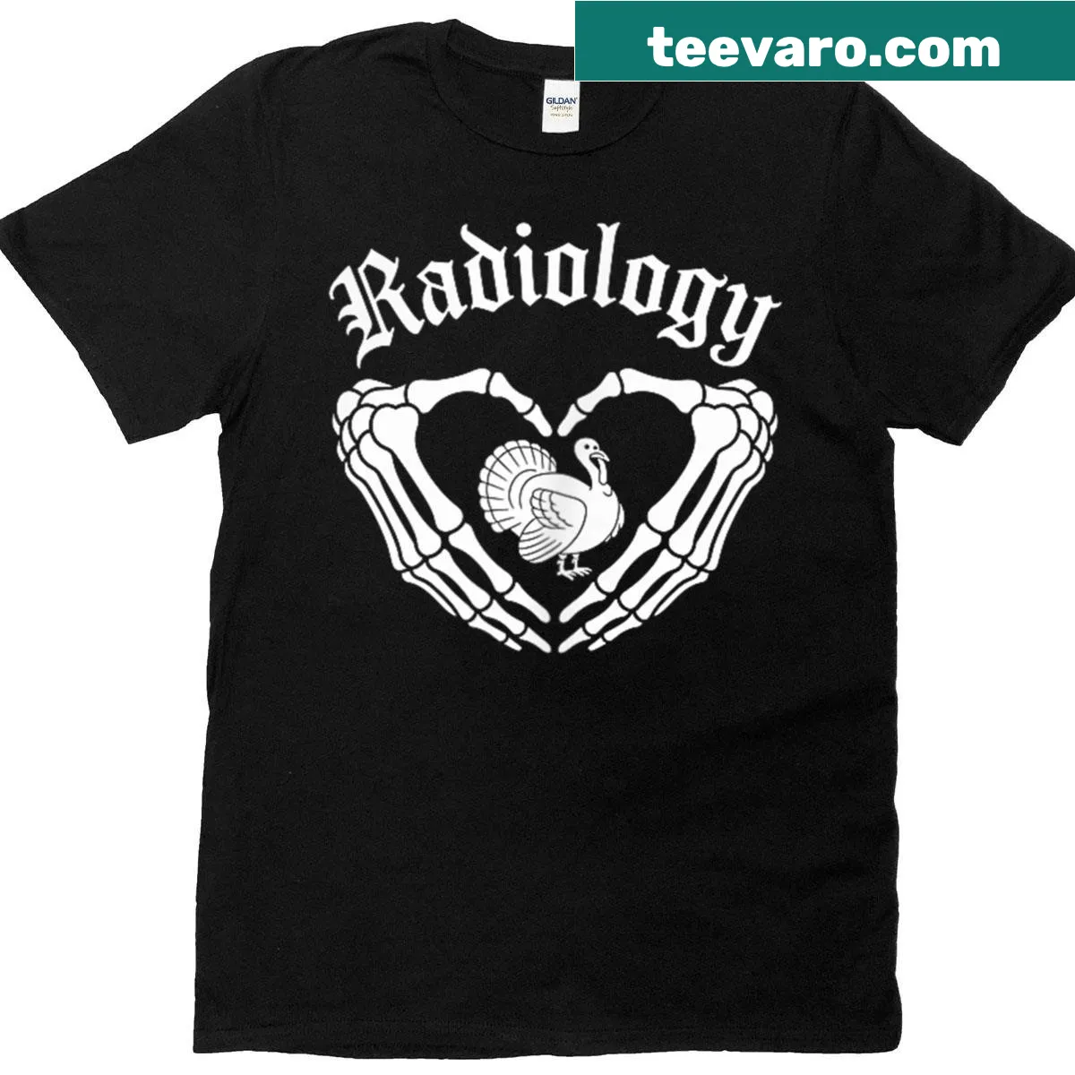 Funny illustration of a rad tech's big heart in radiology — on a men's t-shirt
