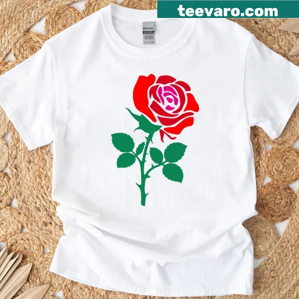 Stylish T-shirt with red rose abstract design