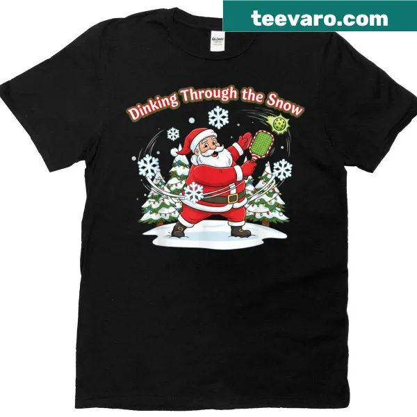 Funny Christmas shirt with Santa playing pickleball