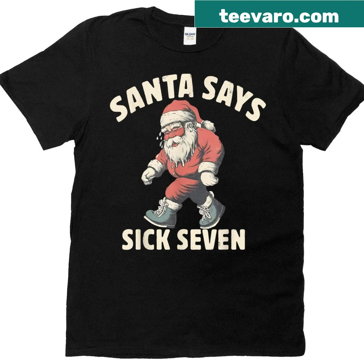 Funny meme-inspired Santa graphic on a shirt — on a men's t-shirt