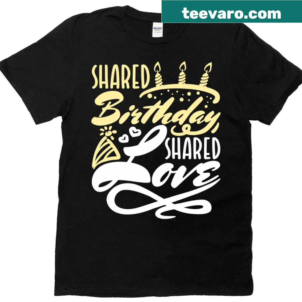 Charming family illustration for shared birthdays on a T-shirt — on a men's t-shirt