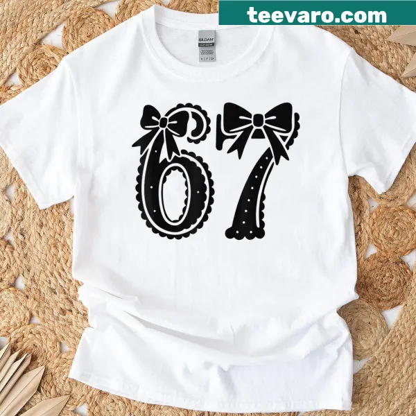 Meme-inspired t-shirt with coquette bow design