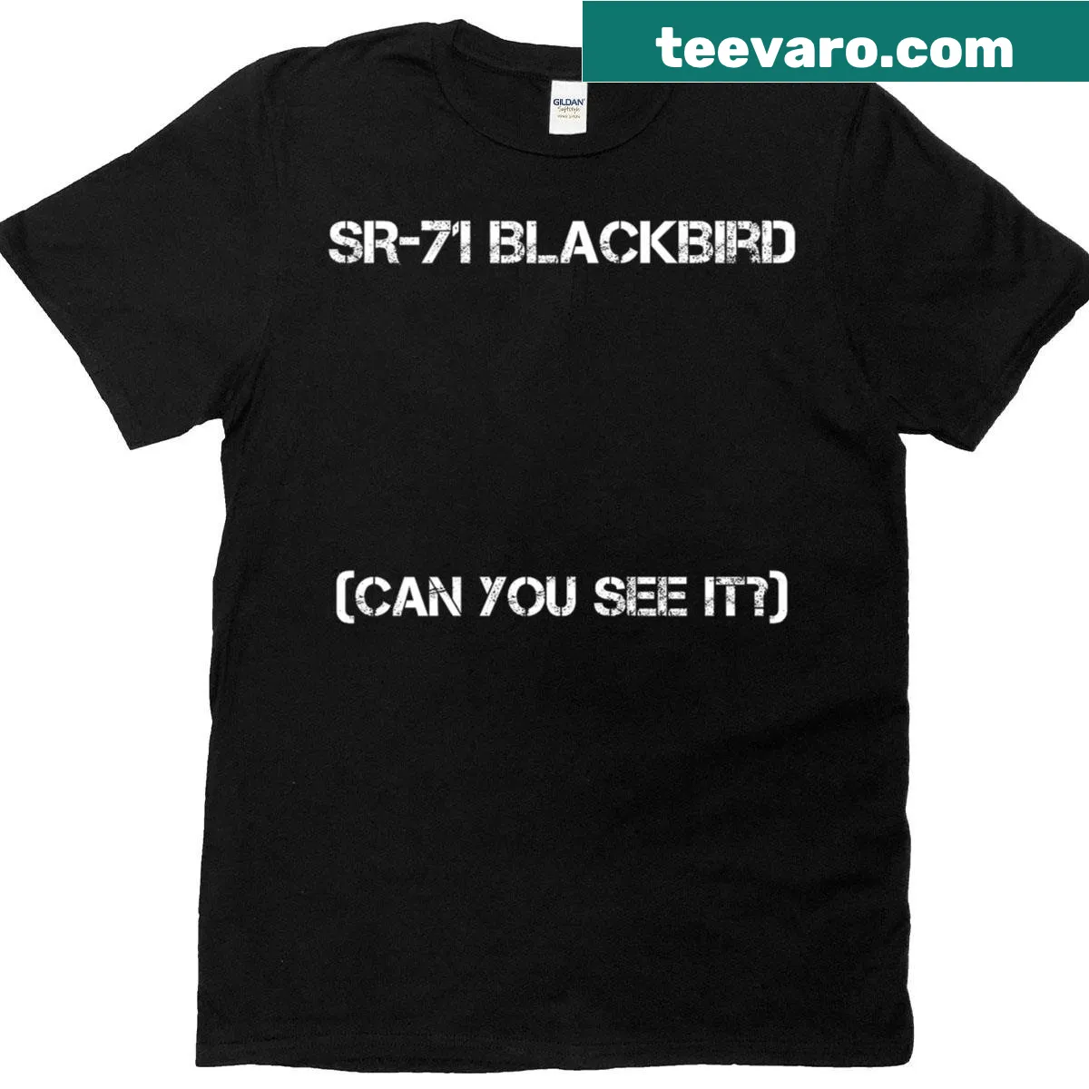 Blueprint design of SR-71 Blackbird on military jet t-shirt — on a men's t-shirt