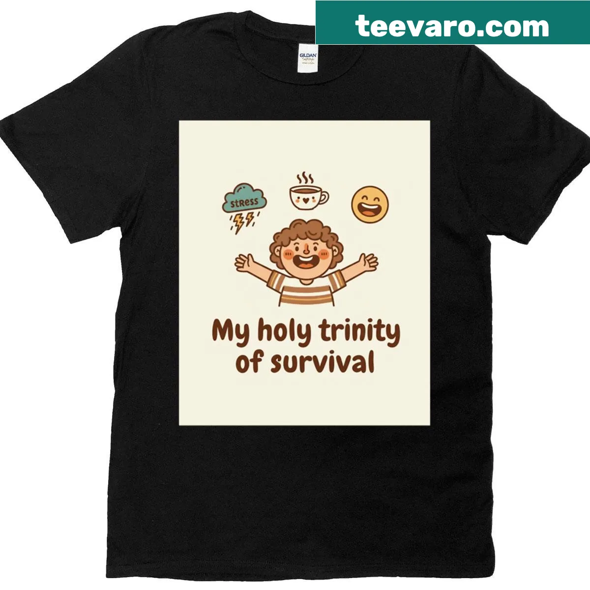Typographic design stating Stressed Blessed And Coffee Obsessed — on a men's t-shirt