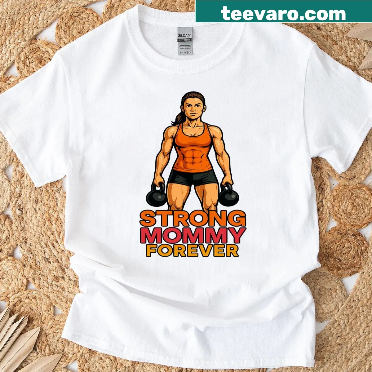 Motivational Strong Mommy Forever fitness design on T-shirt — on a men's t-shirt