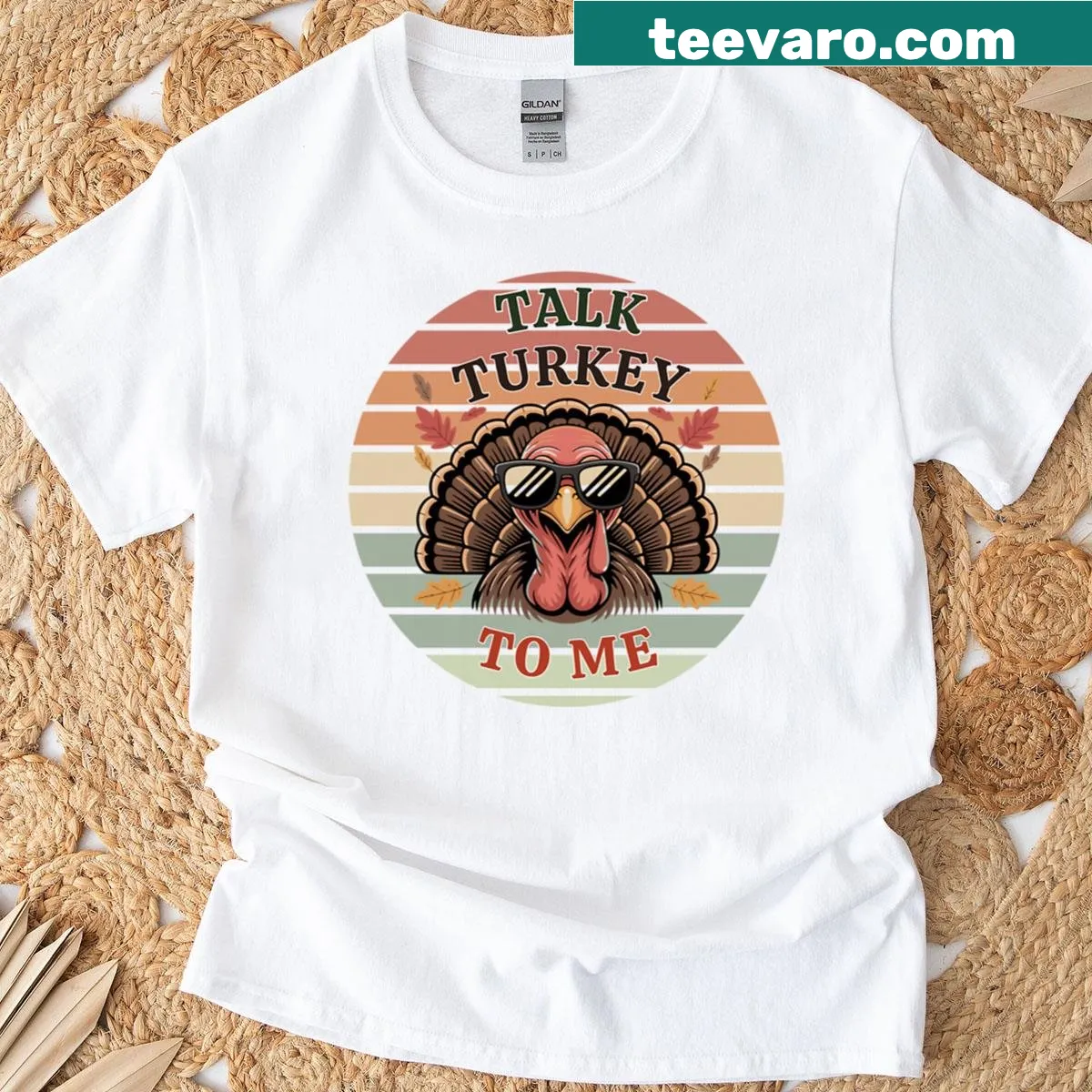 Funny Thanksgiving graphic with the phrase 'Talk Turkey To Me' — on a men's t-shirt