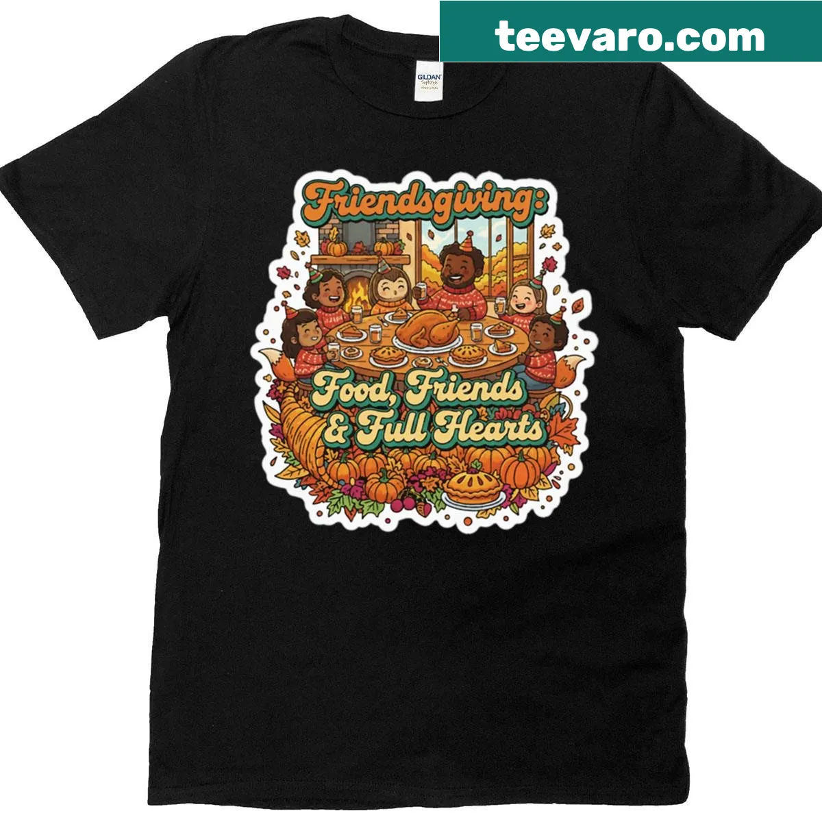 Nostalgic Thanksgiving shirt with retro meal design — on a men's t-shirt