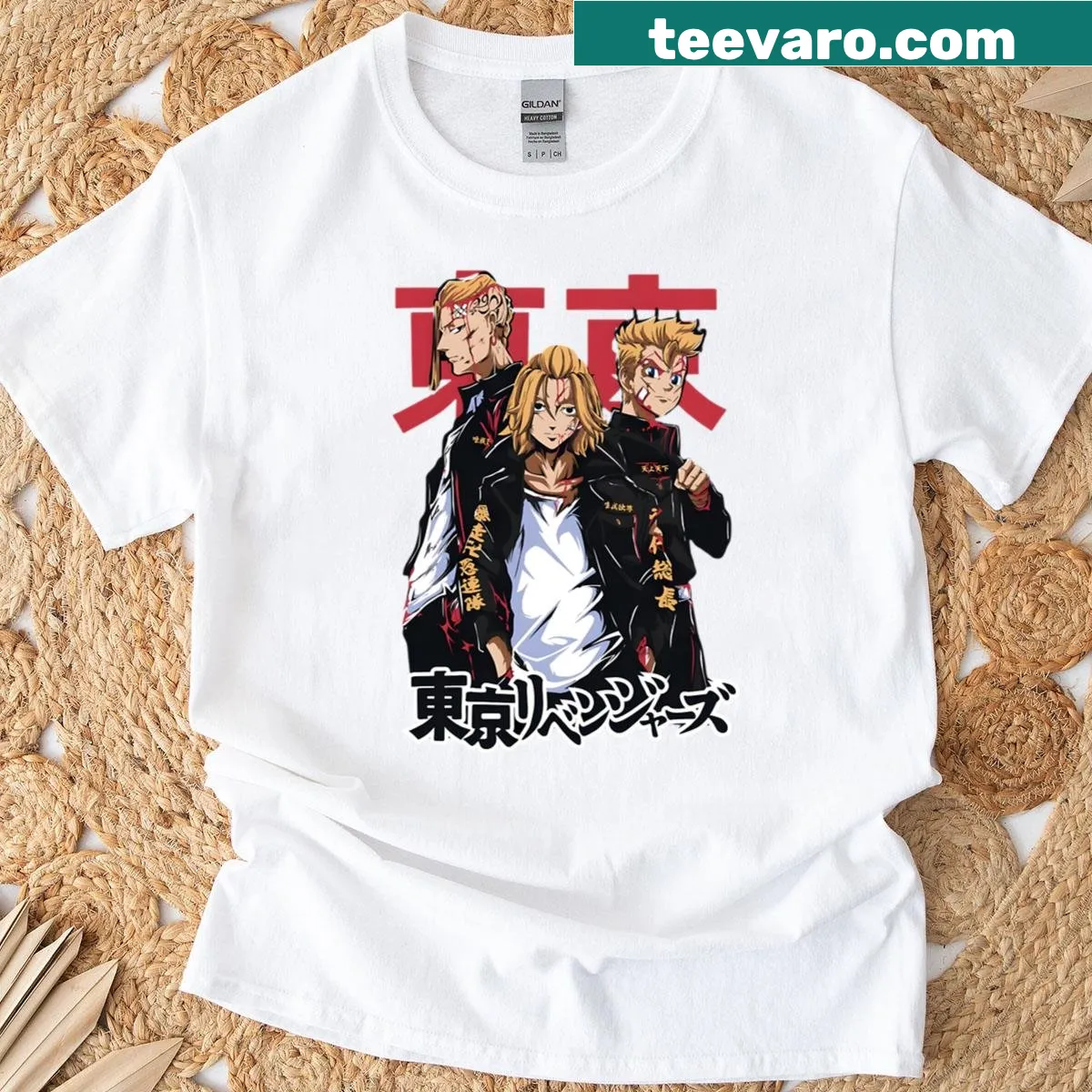T-shirt with illustration of the Tokyo Revengers trio — on a men's t-shirt