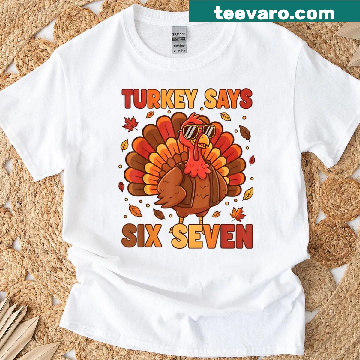 Funny turkey t-shirt with the phrase 'Turkey Says Six Seven' — on a men's t-shirt