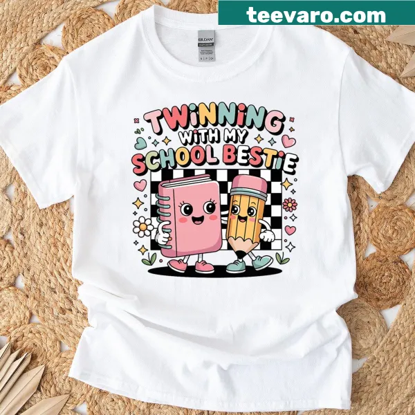 Cute matching t-shirt for kids celebrating friendship
