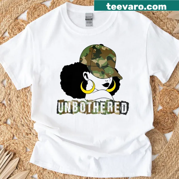 Cartoon design celebrating Black women with camouflage elements on a shirt.