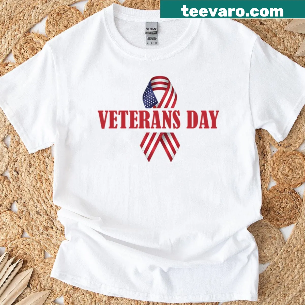 Veterans Day T-shirt with bold typography honoring veterans — on a men's t-shirt