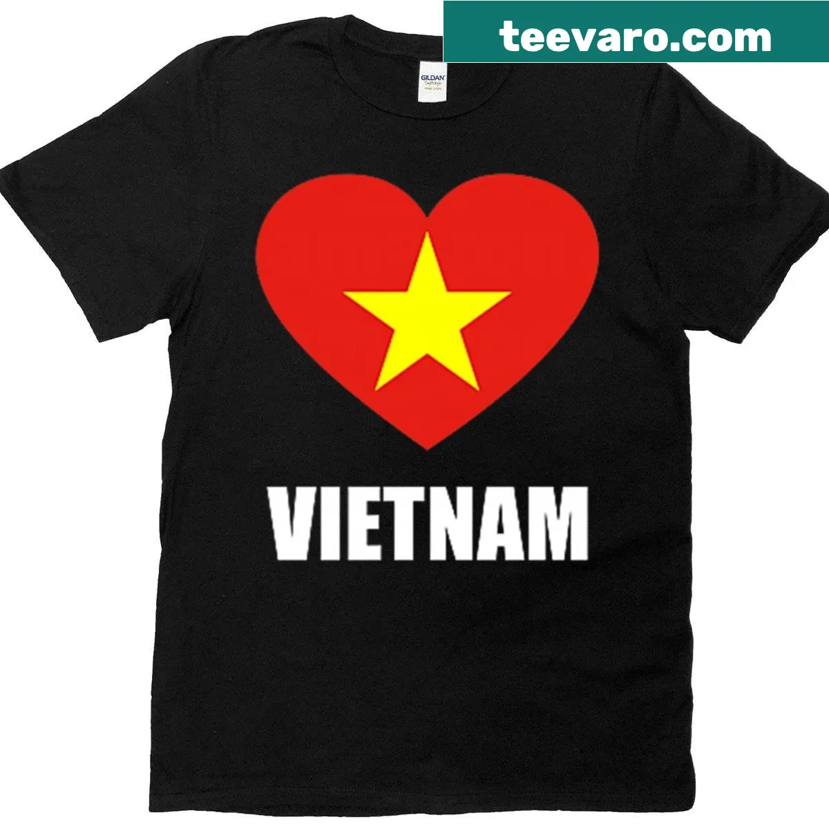 T-shirt featuring Vietnam flag and 'I Love Vietnam' text. — on a men's t-shirt