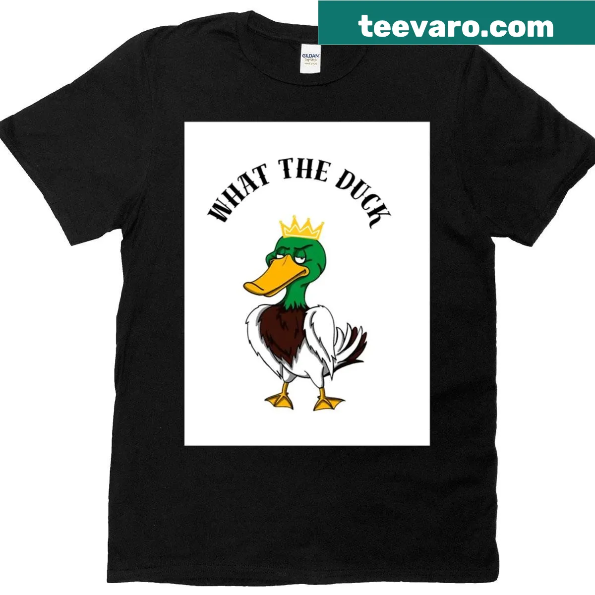 Cartoon duck graphic T-shirt for kids with quirky design — on a men's t-shirt