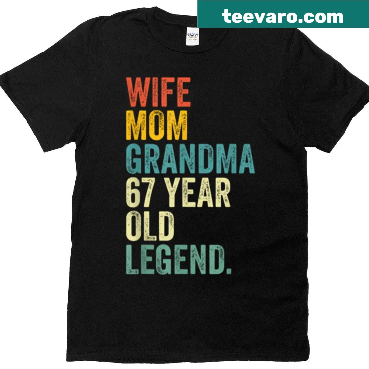 Retro design celebrating 67th birthday for Wife Mom Grandma — on a men's t-shirt