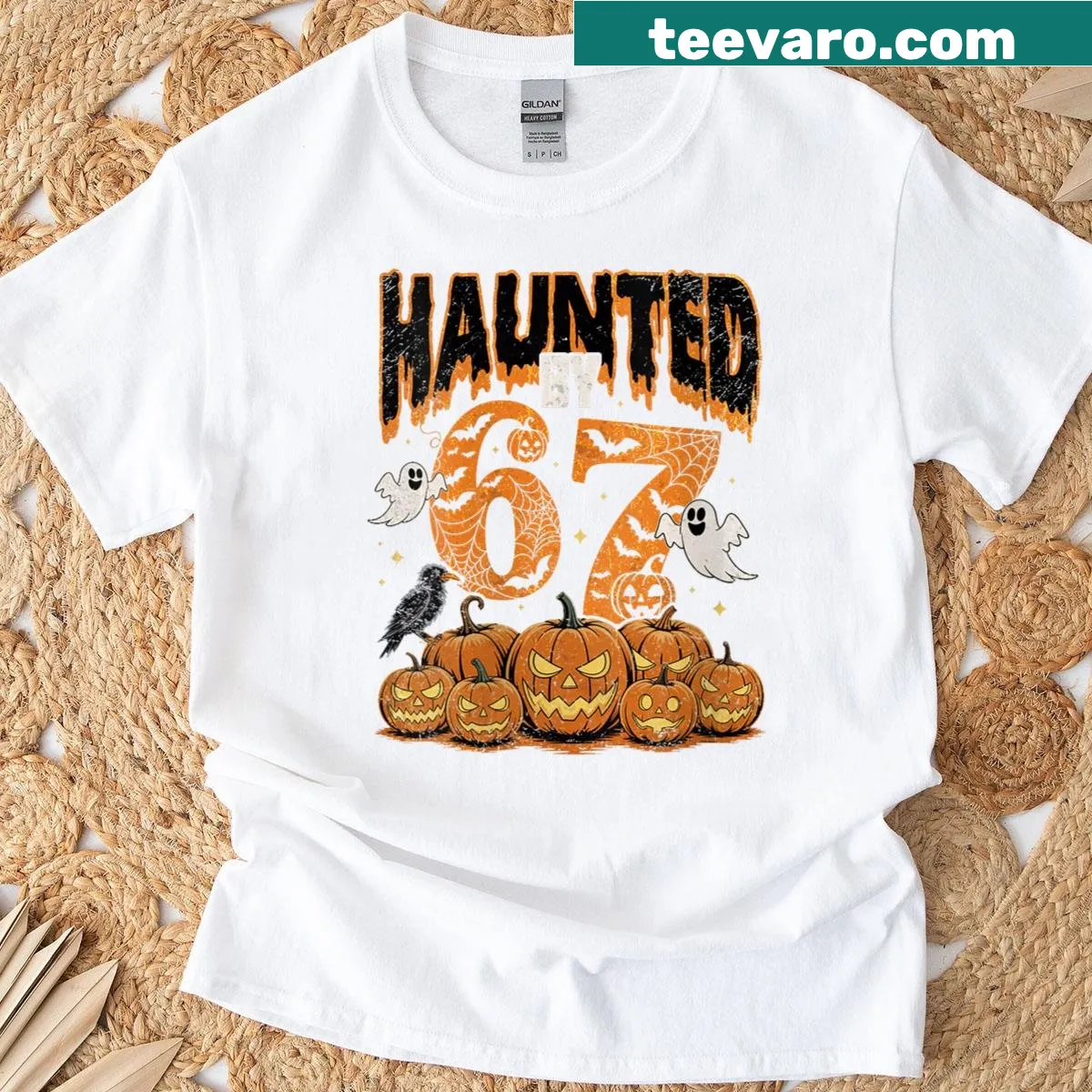 Humorous vintage style Halloween t-shirt with meme and spooky theme — on a men's t-shirt
