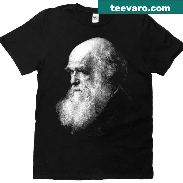 Illustrated portrait of Charles Darwin on a T-shirt for women
