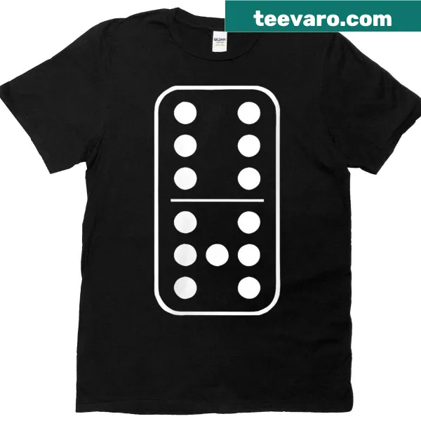 Illustrative T-shirt featuring matching domino designs for Halloween