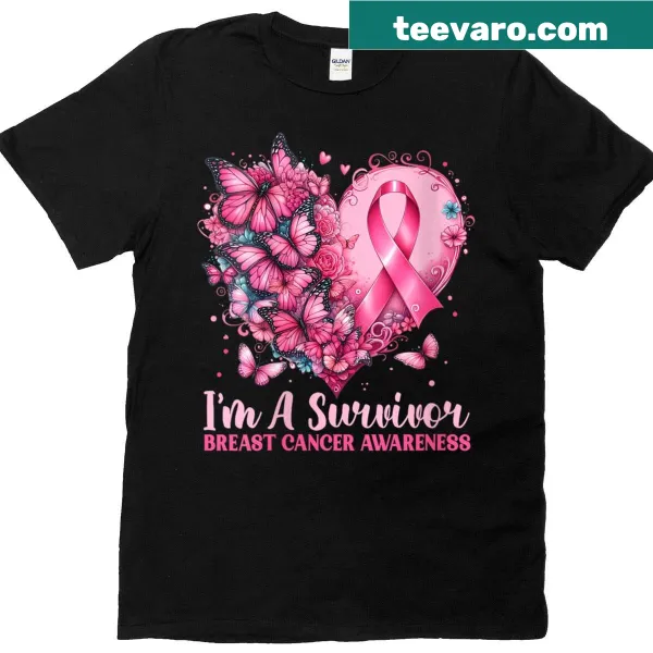 Breast cancer awareness T-shirt with pink butterfly design