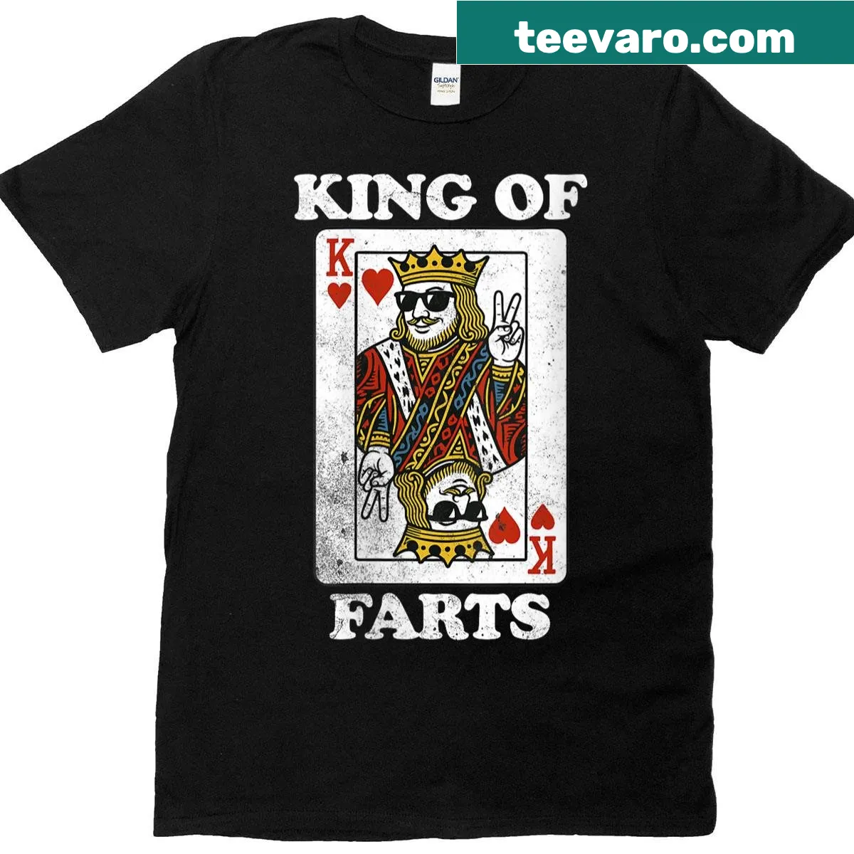 Funny T-shirt with 'King Of Farts' graphic text — on a men's t-shirt