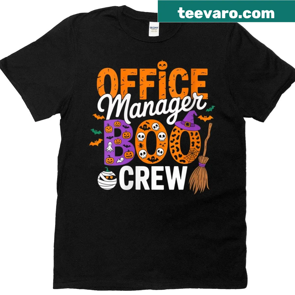 Illustrated Boo Crew t-shirt featuring friendly ghosts and playful text — on a men's t-shirt