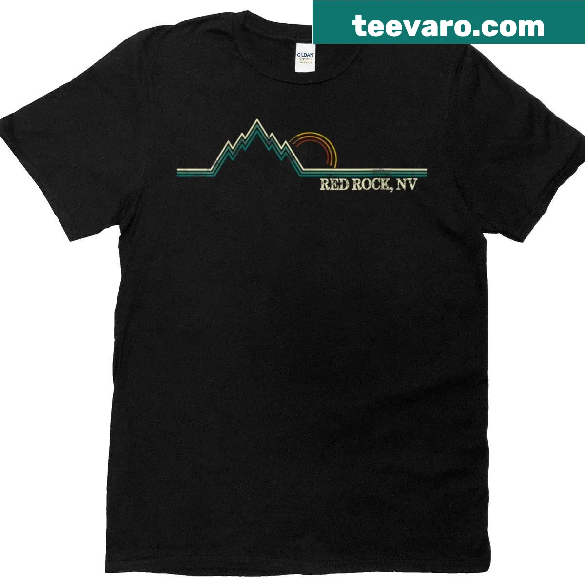 Retro mountain climbing T-shirt for women featuring stylized mountains — on a men's t-shirt