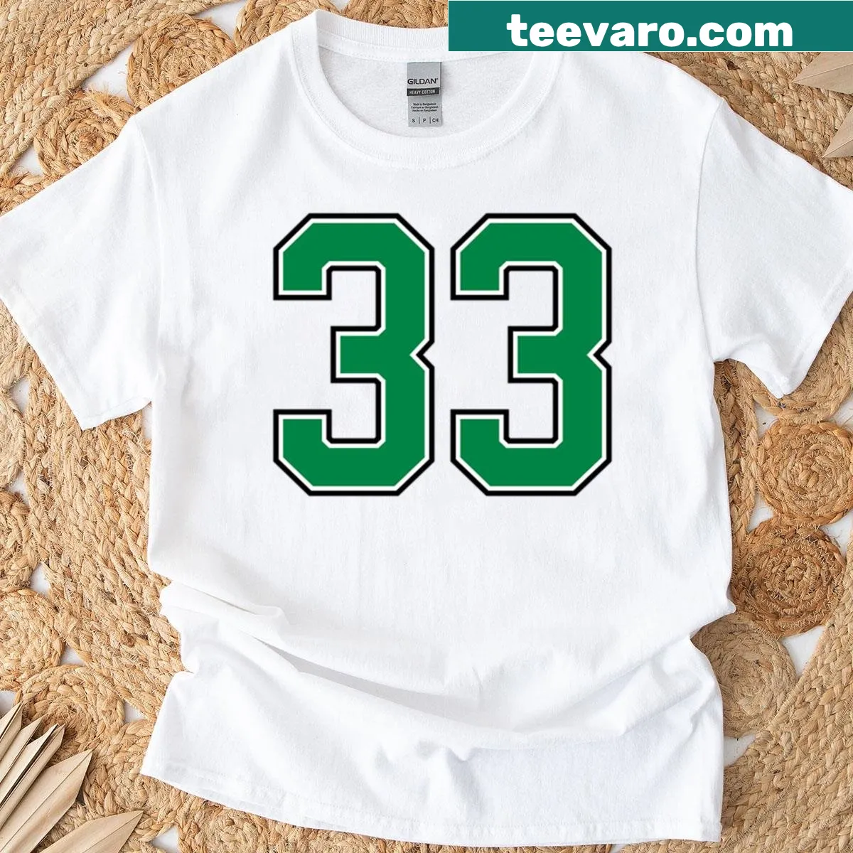 Sporty t-shirt featuring the number 33 for luck — on a men's t-shirt