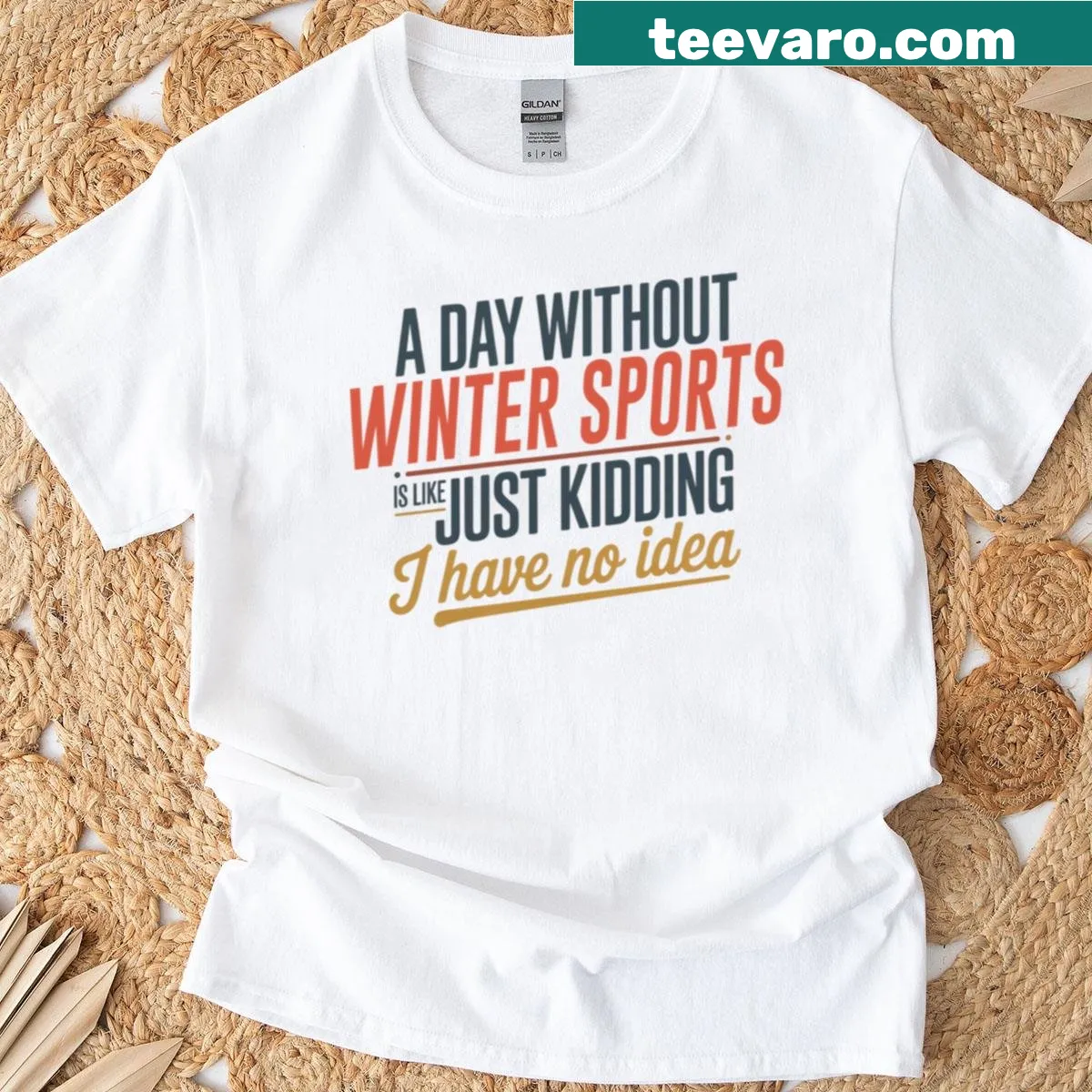 Funny winter sports t-shirt with humorous text about winter sports — on a men's t-shirt