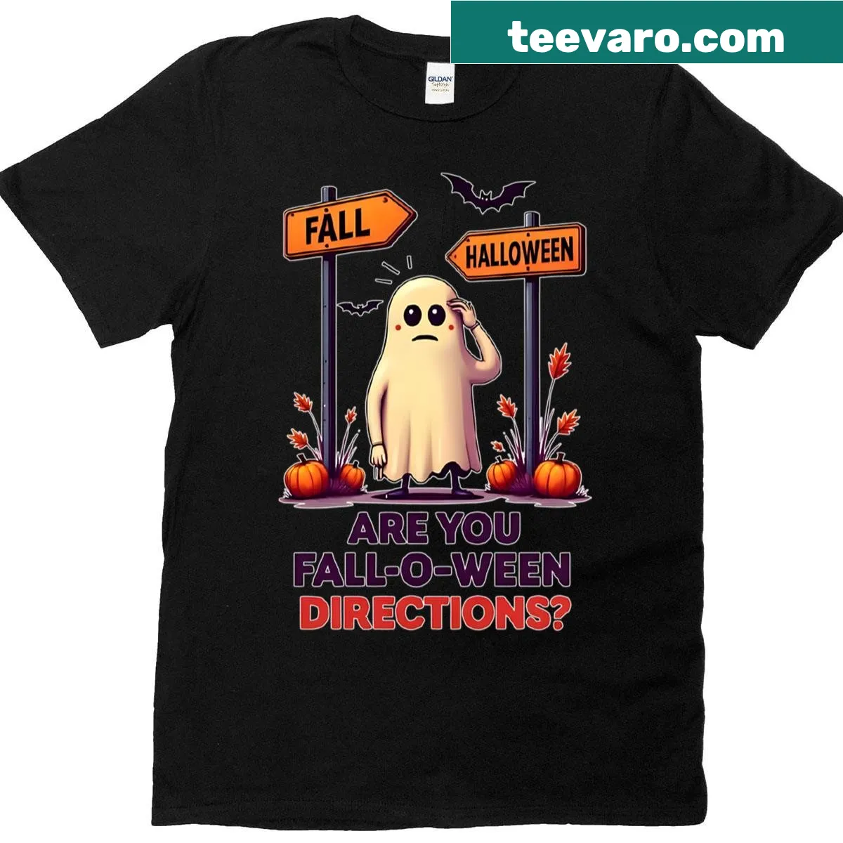 Ghost graphic t-shirt with retro styling for Halloween — on a men's t-shirt