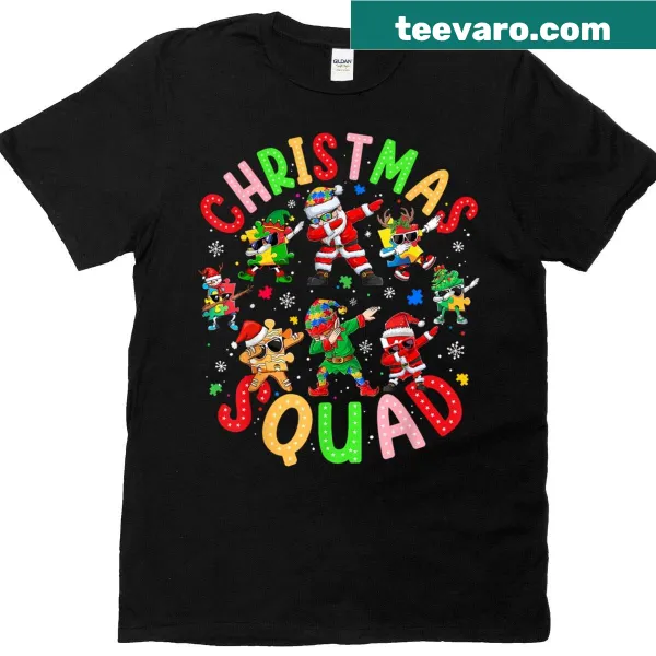 Funny Christmas T-shirt with dabbing Santa and a tree graphic