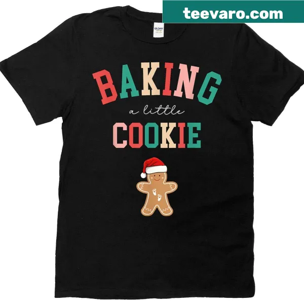 Cute Christmas pregnancy announcement shirt with baking theme.