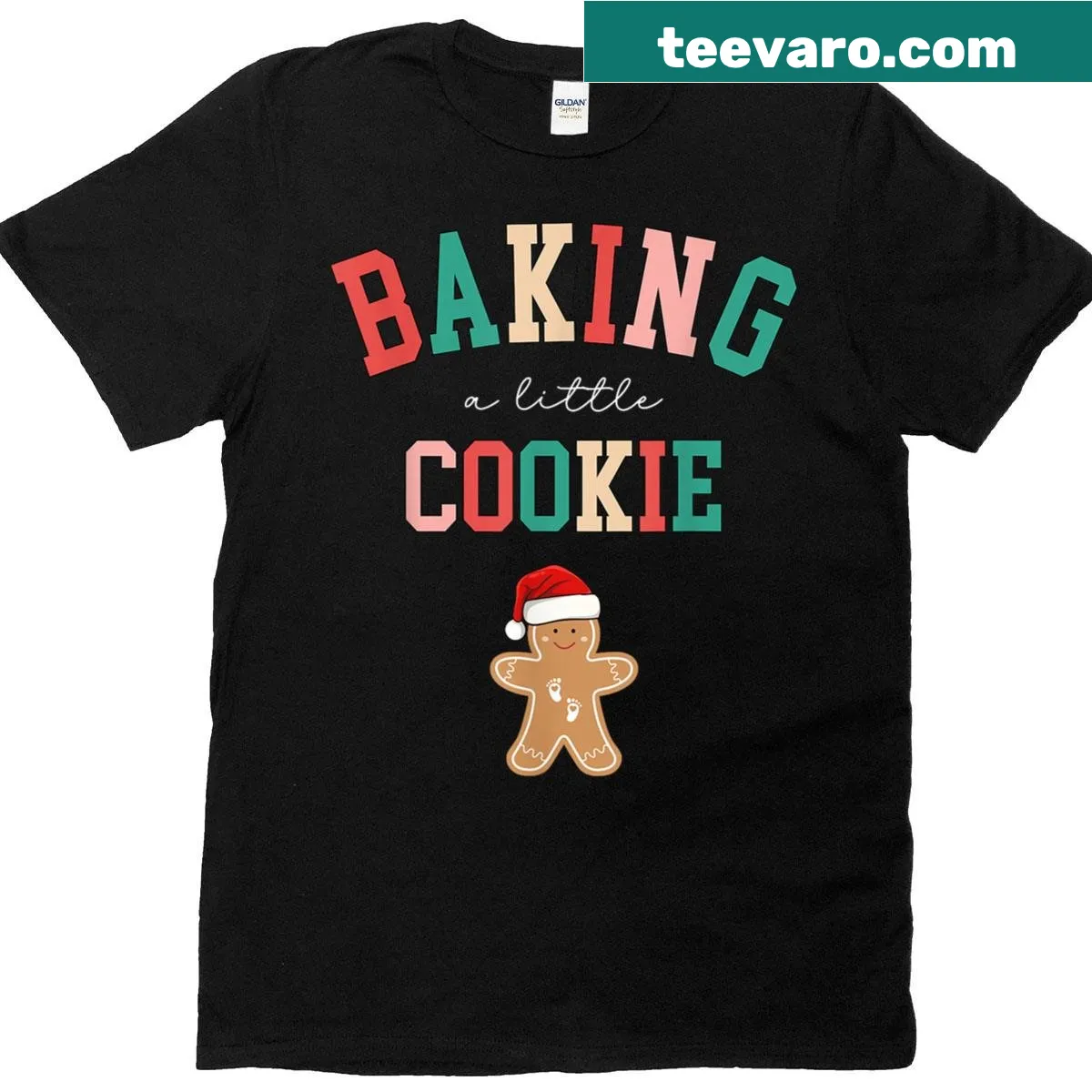 Cute Christmas pregnancy announcement shirt with baking theme. — on a men's t-shirt