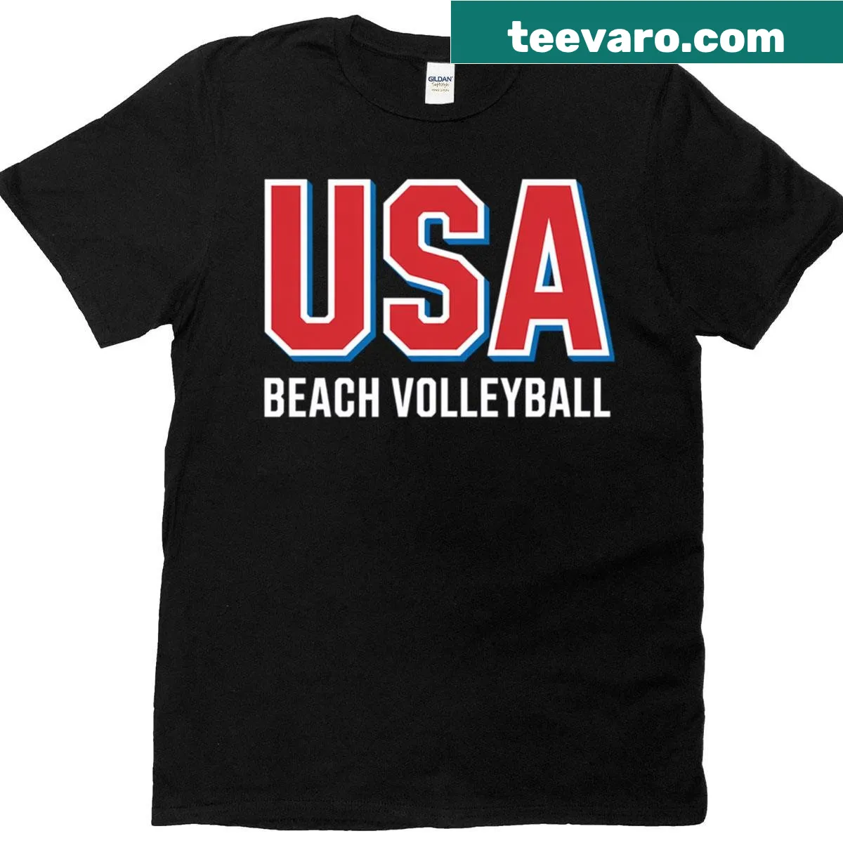 Bold typography design for beach volleyball USA — on a men's t-shirt