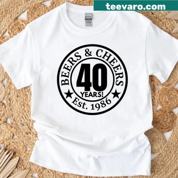 Vintage 40th birthday celebration T-shirt for 1986