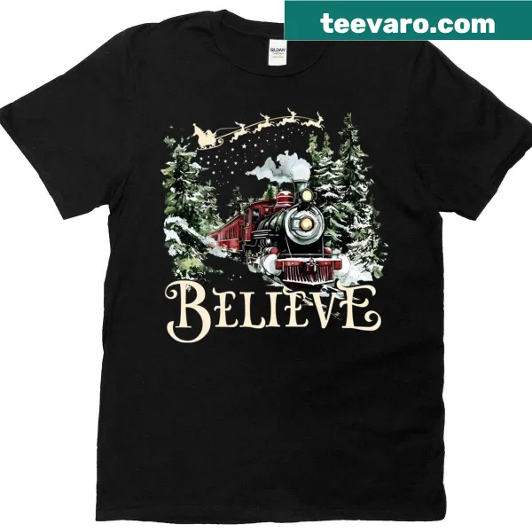 Christmas train graphic with Santa for a family holiday T-shirt
